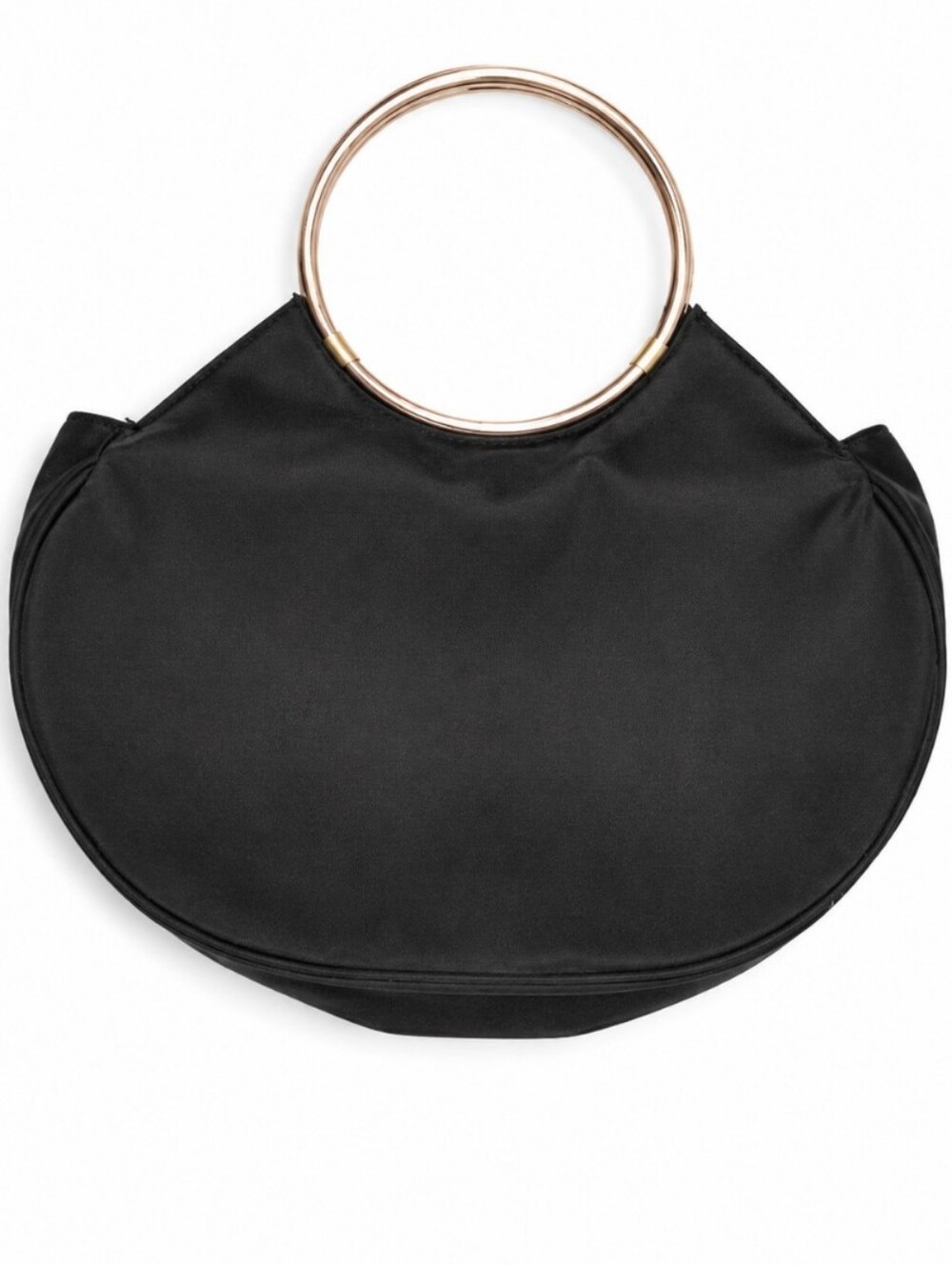 Gianni Round Black Mini Tote with Gold Ring Handles Magnetic Snap
